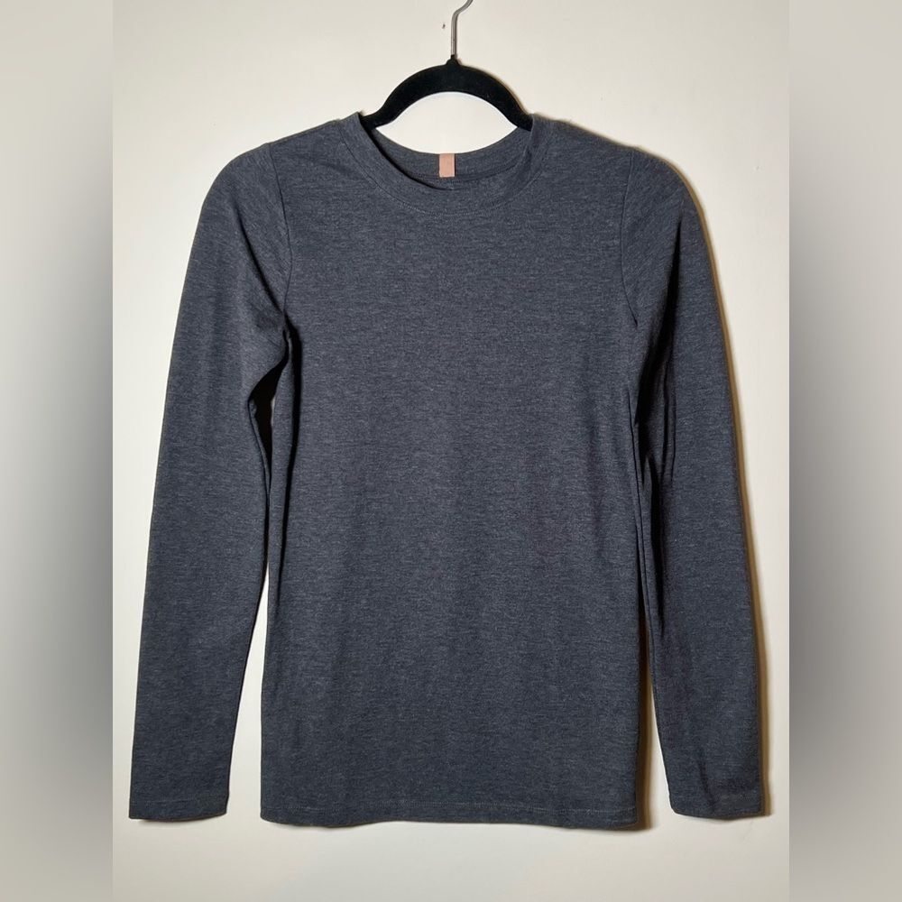 lunya Long Sleeve Tee in Charcoal Gray